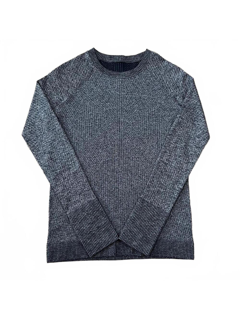 Lululemon Rest Less Pullover Long Sleeve Gray Black Knit Crewneck Texture Size 6